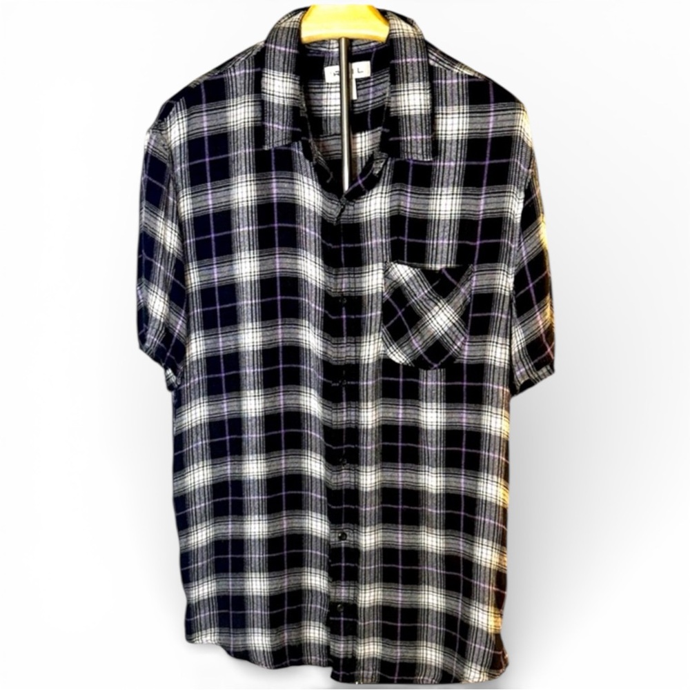 The Rail Black and White Checkered Men's Soft 100% Rayon Shirt